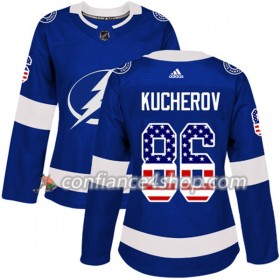 Adidas Maillot de Hockey Tampa Bay Lightning Nikita Kucherov 86 2017-2018 Bleu USA Flag Fashion Authentic - Femme
